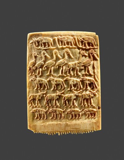 Hair Comb Decorated with Rows of Wild Animals by Naqada Period Egyptian