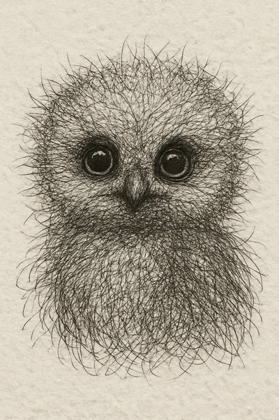 Cute Fluffy Baby Owl by Natalie Bruns