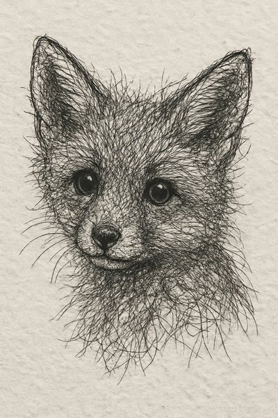 Cute Fox Kit Sketch by Natalie Bruns