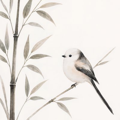 Delicate Bird on Bamboo by Natalie Bruns