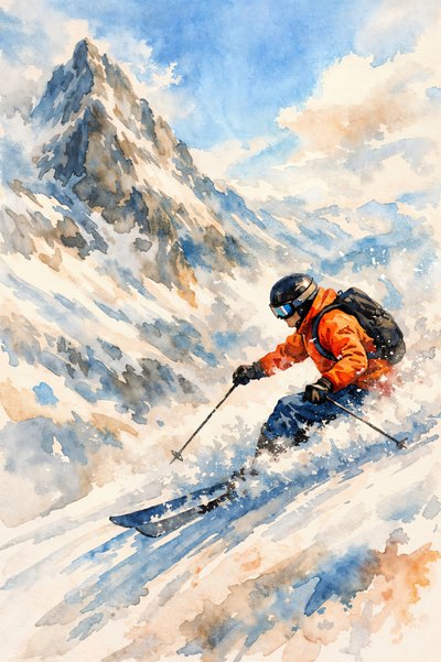 Dynamic Mountain Skier by Natalie Bruns