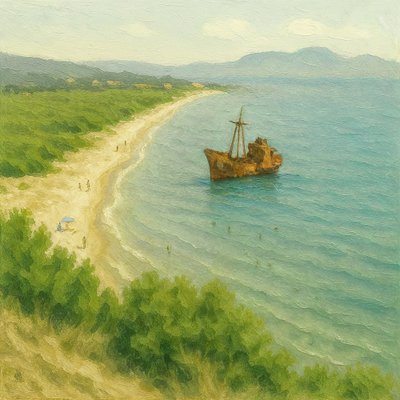 Idyllic Shipwreck Beach by Natalie Bruns