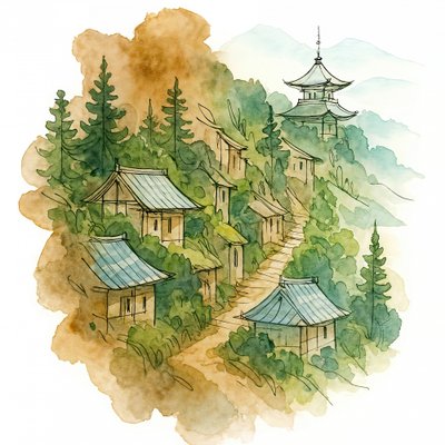 Japanese Mountain Village by Natalie Bruns