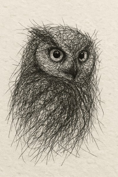 Scribbled Owl Gaze by Natalie Bruns
