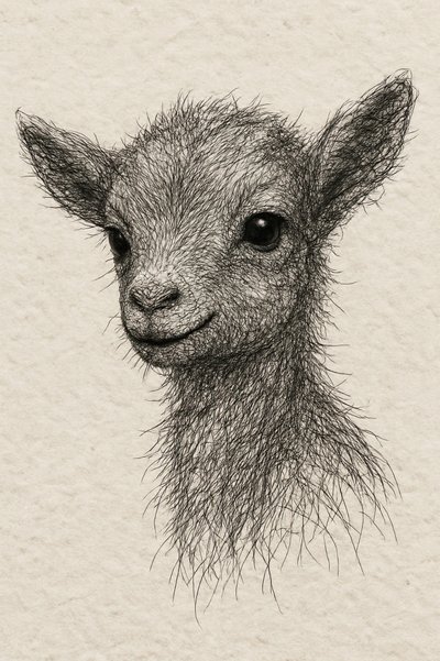 Smiling Baby Goat by Natalie Bruns