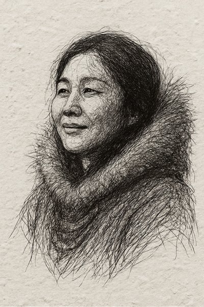 Smiling Woman in Fur by Natalie Bruns