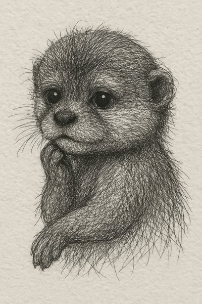 Thoughtful Baby Otter by Natalie Bruns