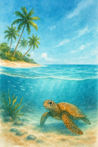 Tropical Sea Turtle View by Natalie Bruns
