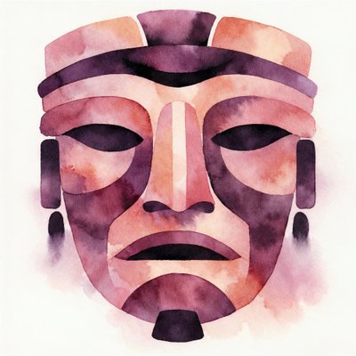 Watercolor Tribal Mask by Natalie Bruns