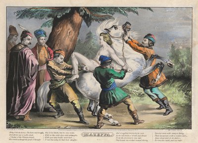 Mazeppa: Plate 1 of set of Four Plates (Tied to a Horse) by Nathaniel Currier