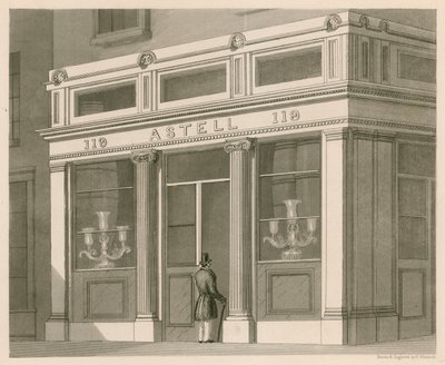 Shop front for Astell, Wine and Spirit Warehouse, Grafton Street, Tottenham Court Road by Nathaniel Whittock