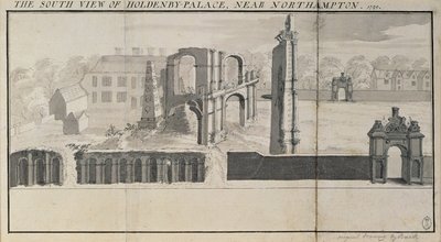 South view of Holdenby House and ruins as seen in 1729 by Nathaniel and Samuel Buck