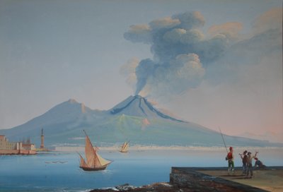 View of Naples Bay with Mount Vesuvius by Neapolitan School
