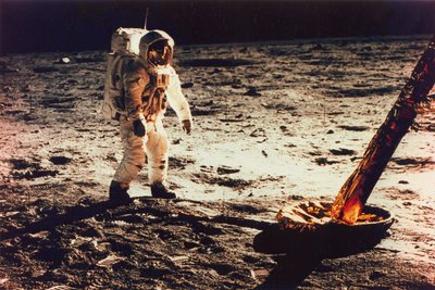 Buzz Aldrin Walking on the Surface of the Moon Near a Leg of the Lunar Module by Neil Armstrong