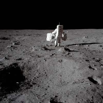 Buzz Aldrin Carries Out an Experiment on the Lunar Surface, Apollo II Mission by Neil Armstrong