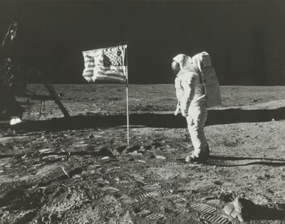 Buzz Aldrin on the Moon with the American Flag, 1969 by Neil Armstrong
