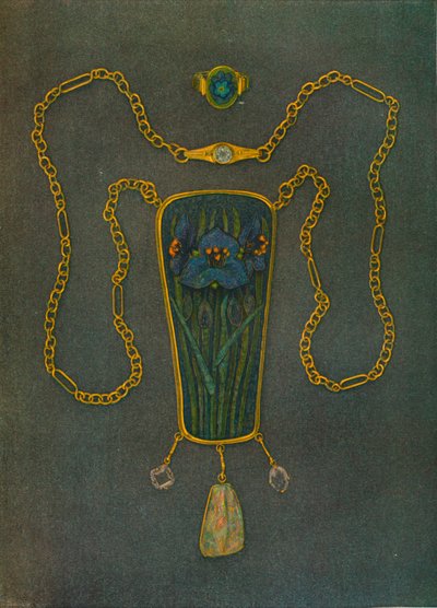 A Necklet in Gold, Enamel and Precious Stones by Nelson Ethelred Dawson