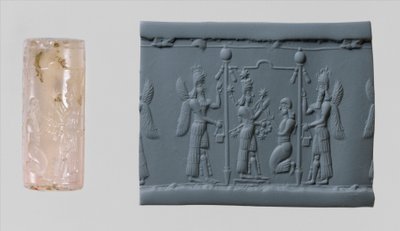 Cylinder seal of Ishtar and modern impression, c. 8th-7th century BC (chalcedony) by Neo Assyrian Neo Assyrian