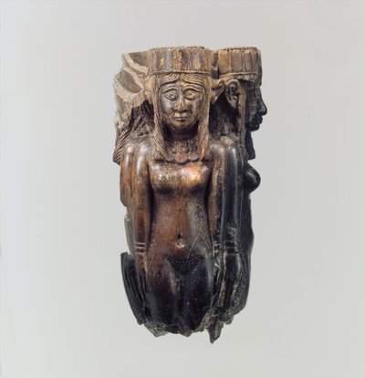 Fan or fly-whisk handle in the form of four female figures, c.8th-7th century B.C. (ivory) by Neo Assyrian