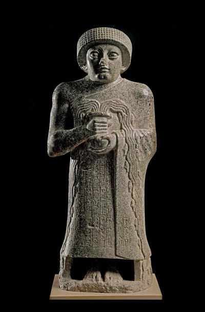 Sumerian Art: Detail of the Statue of Gudea, Prince of Lagash known as 