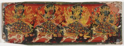One of a pair of manuscript covers depicting Devi as the Eight Mothers by Nepalese School