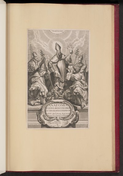Title Page for Anatomia Totivs Avgvstissimae Doctrinae Avgvstinae by Netherlandish 17th Century after Cornelis Galle I after Sir Peter Paul Rubens