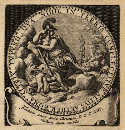 Allegorical figure of the Roman Empire, Romulus and Remus by Netherlandish School
