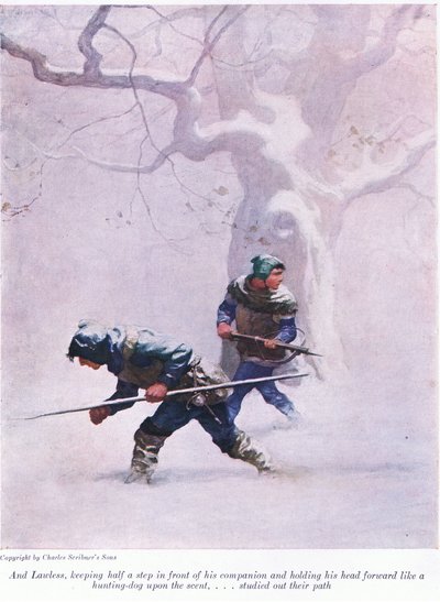 And Lawless Keeping Half a Step in Front of His Companion and Holding His Head Forward Like a Hunting Dog Upon the Scent - Studied Out His Path by Newell Convers Wyeth