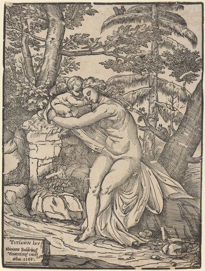 Venus and Cupid by Niccolò Boldrini after Titian