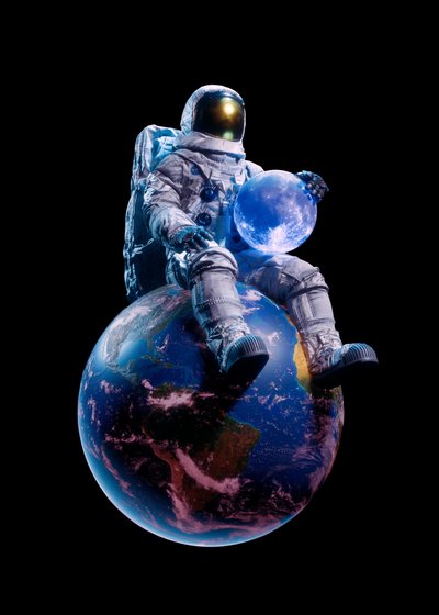 Astronaut Holding Blue Moon by Nicebleed