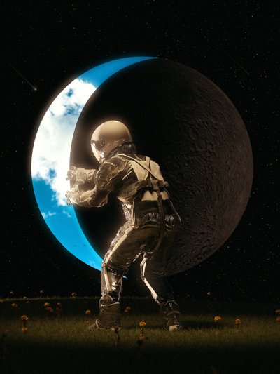 Astronaut Holding the Moon by Nicebleed