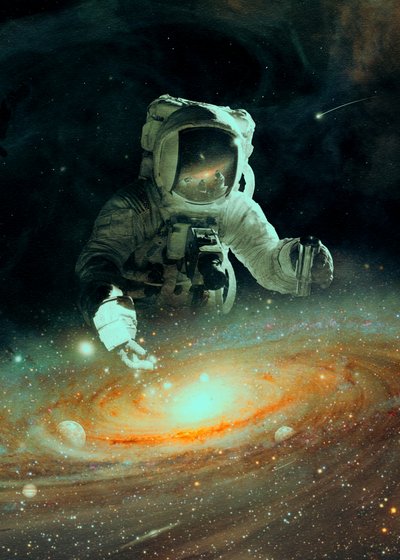 Astronaut Over Galaxy by Nicebleed