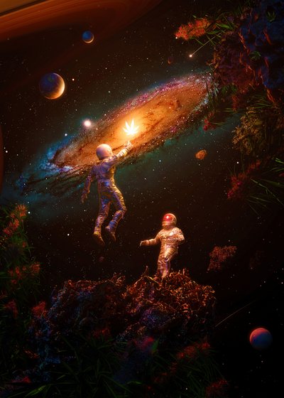 Astronauts Cosmic Leaf by Nicebleed