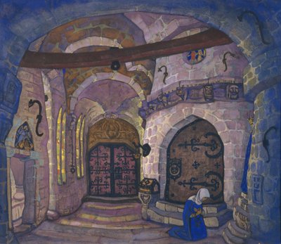 In the Monastery. Stage Design for the Opera Sister Beatrice by A. Davydov by Nikolai Konstantinowitsch Roerich