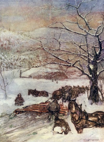 Norway: Snow Plough Drawn by Eight or Ten Horses by Nico Jungman