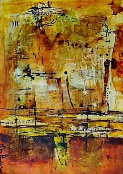 Golden Abstract Layers by Nico Phooko