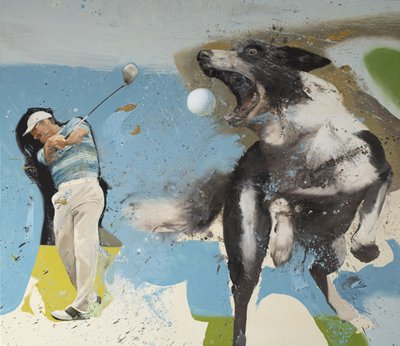 Golfer with dog by Nicola Pucci