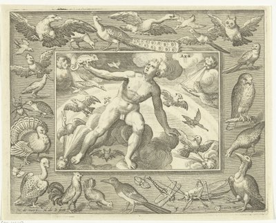 Element Air as Young Man on Clouds Among Flying Birds (The Four Elements) by Nicolaes de Bruyn