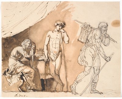 The Athenian King Codrus Leaves His Home to Wander Unknown Towards the Enemies, His Wife and Son on the Left by Nicolai Abildgaard