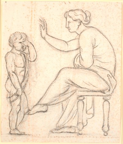 A woman admonishing a crying little boy by Nicolai Abildgaard