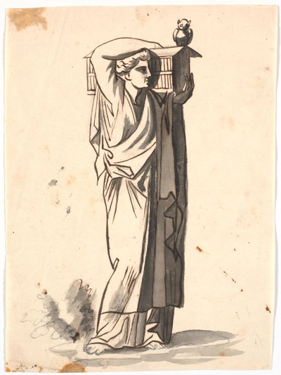 A Female Figure Carrying an Ark on Her Left Shoulder by Nicolai Abildgaard