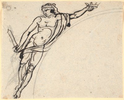 A Floating Male Figure with a Crown in the Right Hand by Nicolai Abildgaard