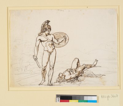 Greek Battle Scene, a Naked Hero Observes His Fallen Opponent by Nicolai Abildgaard