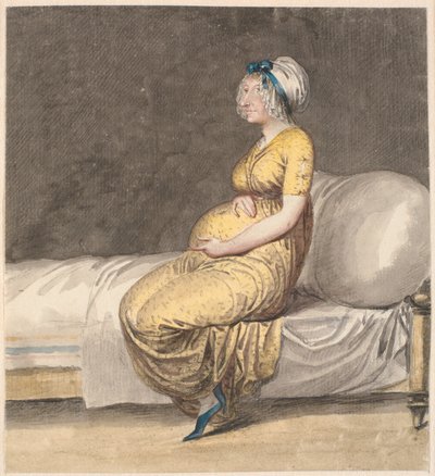 Caricature of a Pregnant Woman Sitting on the Edge of a Bed by Nicolai Abildgaard