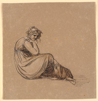 Seated Woman with Elbow Resting on Right Knee by Nicolai Abildgaard