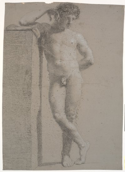 Standing Model. Seen from the Front. Right Arm Supported on High Plinth. Legs Crossed by Nicolai Abildgaard