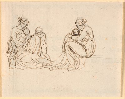 Two Drafts of a Mother with Small Children in Her Arms by Nicolai Abildgaard