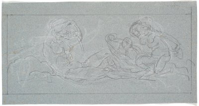 Draft for Door Piece. A Reclining Youth Pouring Water from a Jug, with Sea Nymphs to the Right by Nicolai Abildgaard