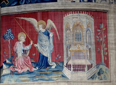 Hanging of Revelation, n. 27: Saint John and the Angel. Tapestry by Nicolas Bataille by Nicolas Bataille