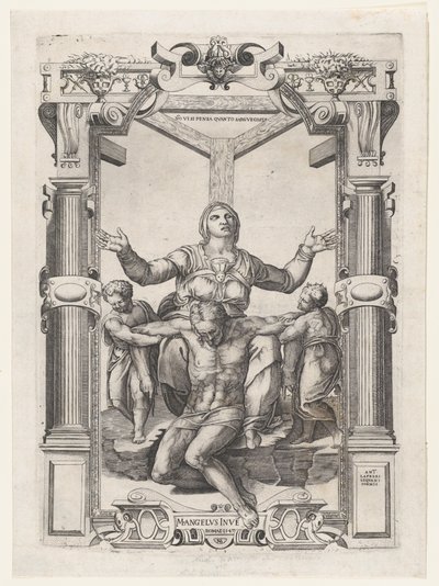 Pietà with Angels in Front of the Cross by Nicolas Beatrizet